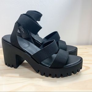 Madden Girl "Soho" Black Strappy Platform Sandals